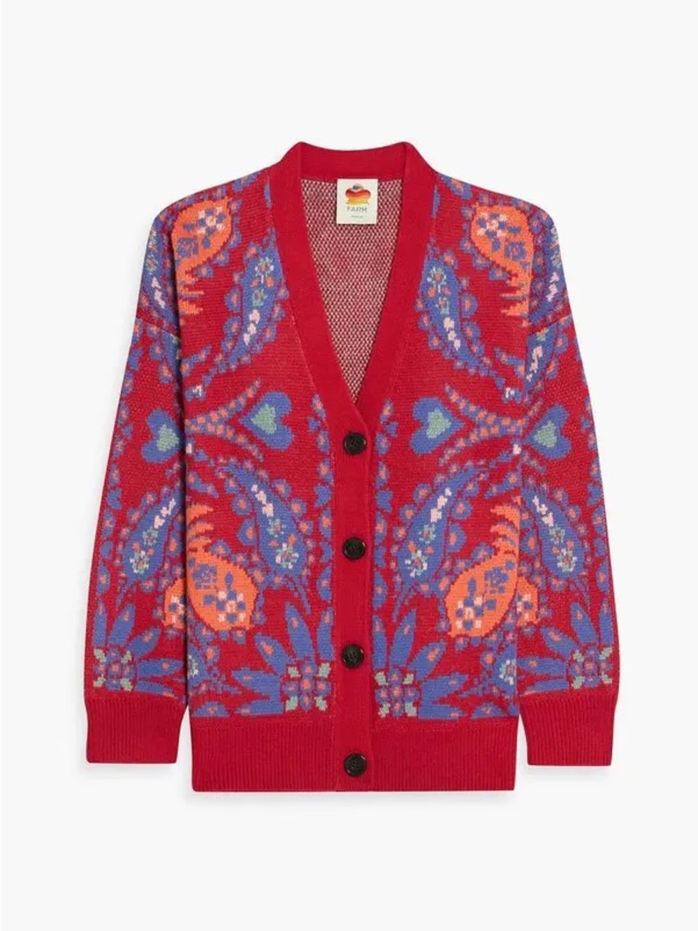 Farm Rio Flower Delicacy Jacquard-Knit Cardigan xs (oversized)